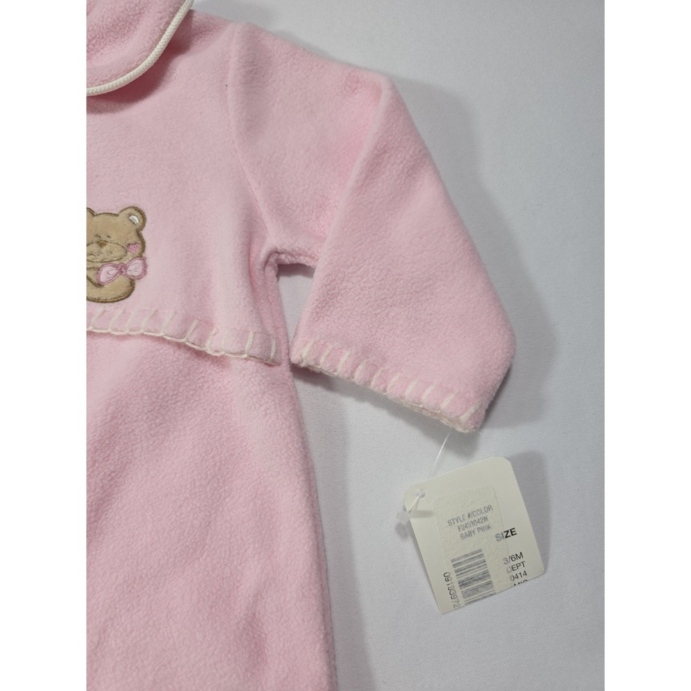 Class Club Pink Fleece Footed Sleeper Baby 3/6M NWT Y2K Bears - Picture 4 of 7